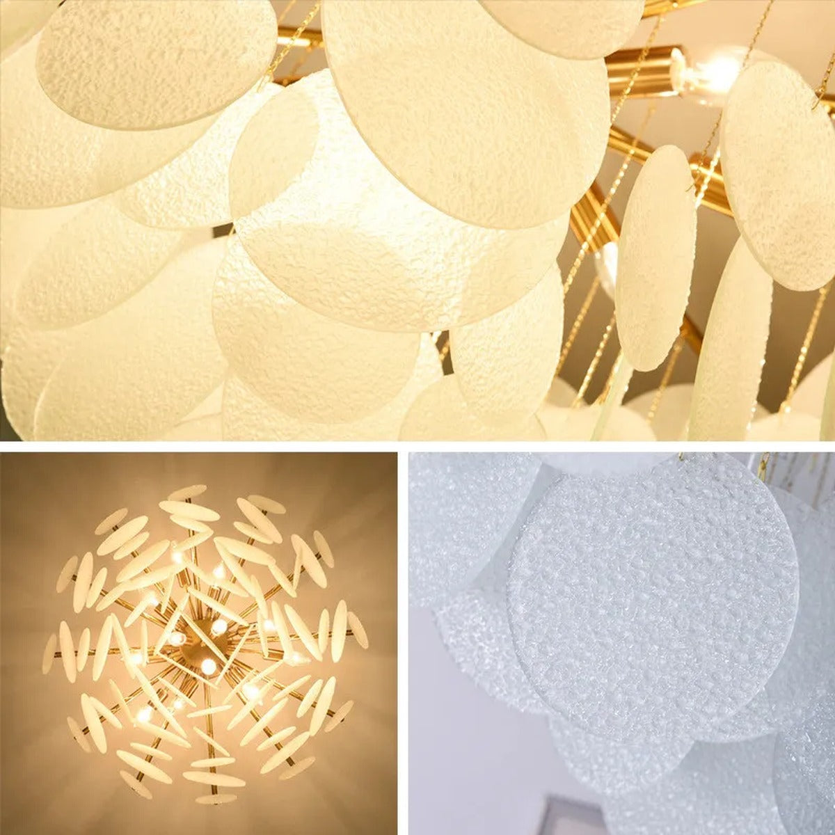 Gold Frame Frosted Glass Disc Chandelier – Harken – Product Detail 6