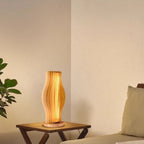 Wood Slat Organic Wave Desk Lamp – Luxareth – Lifestyle Corner View