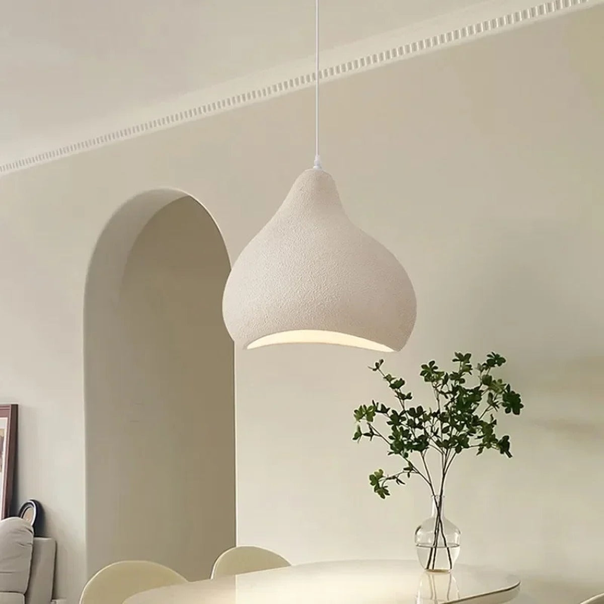 Organic Teardrop Plaster Pendant Light – Zarlix – Lifestyle View 2