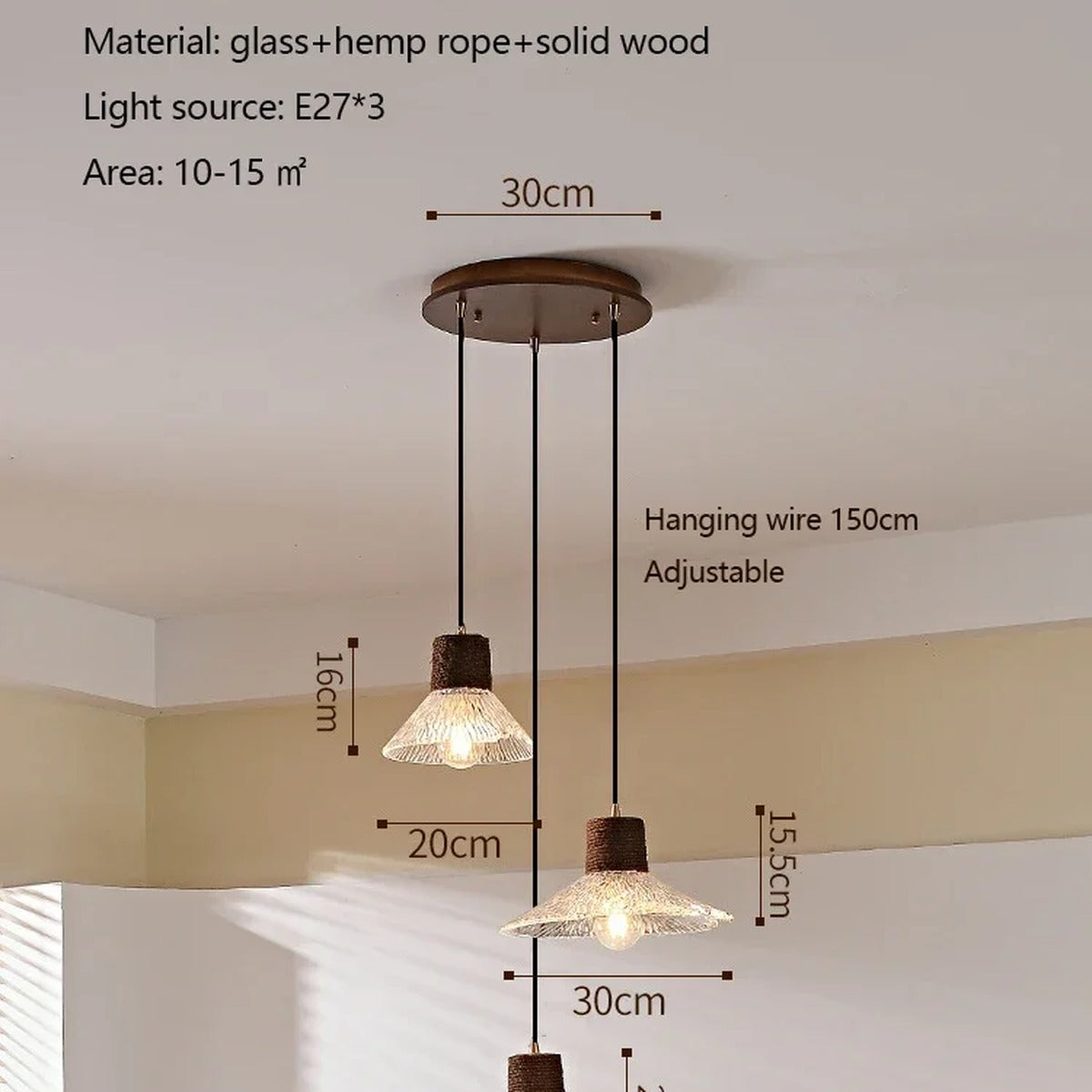 Rope-Collar Ridged Glass Pendant Light – Tevorn – Product Detail 15