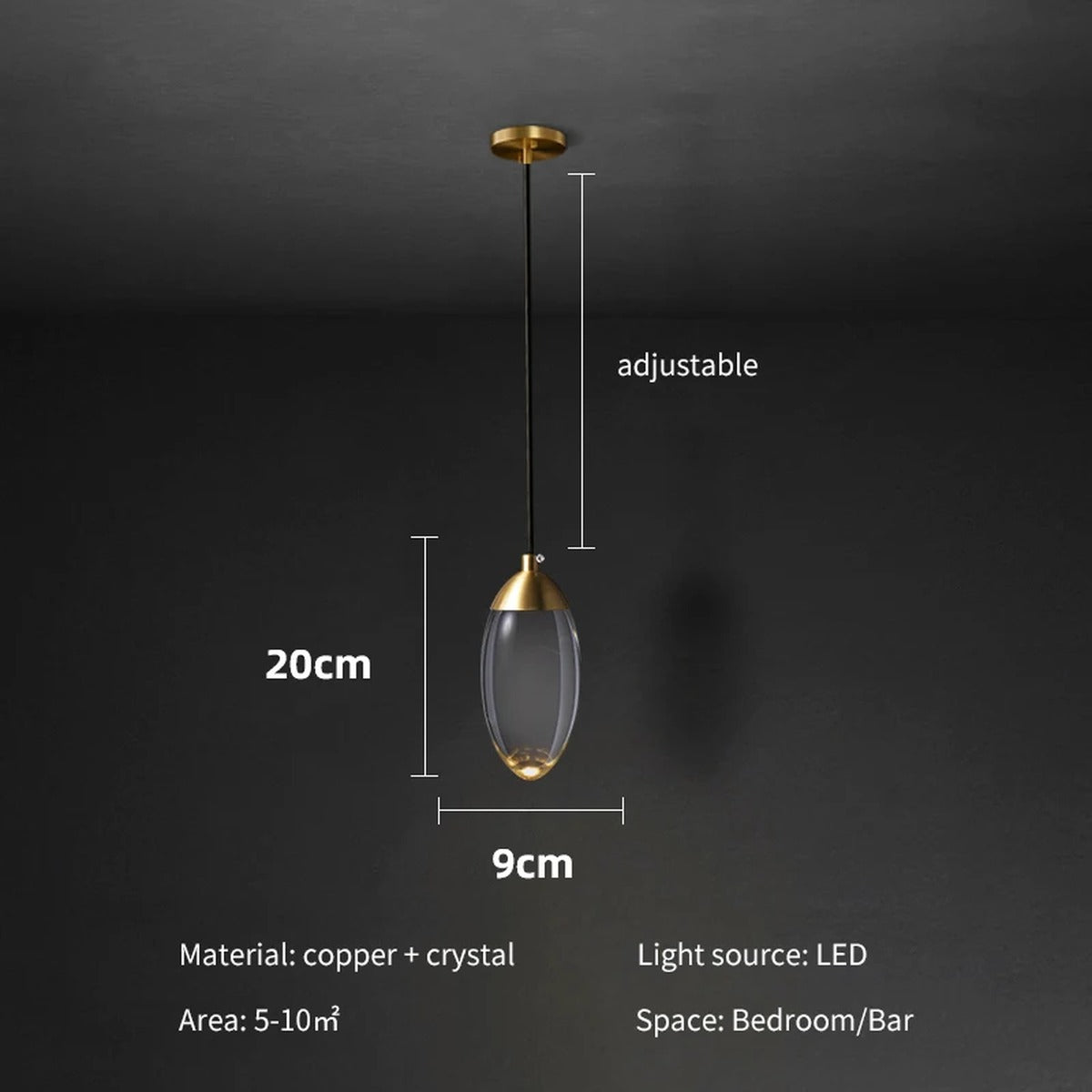 Ovaline pendant light dimensions diagram