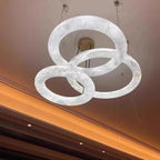 Alabaster Luminous Ring Chandelier – Crestia – Hero Shot, 3-Ring Cluster