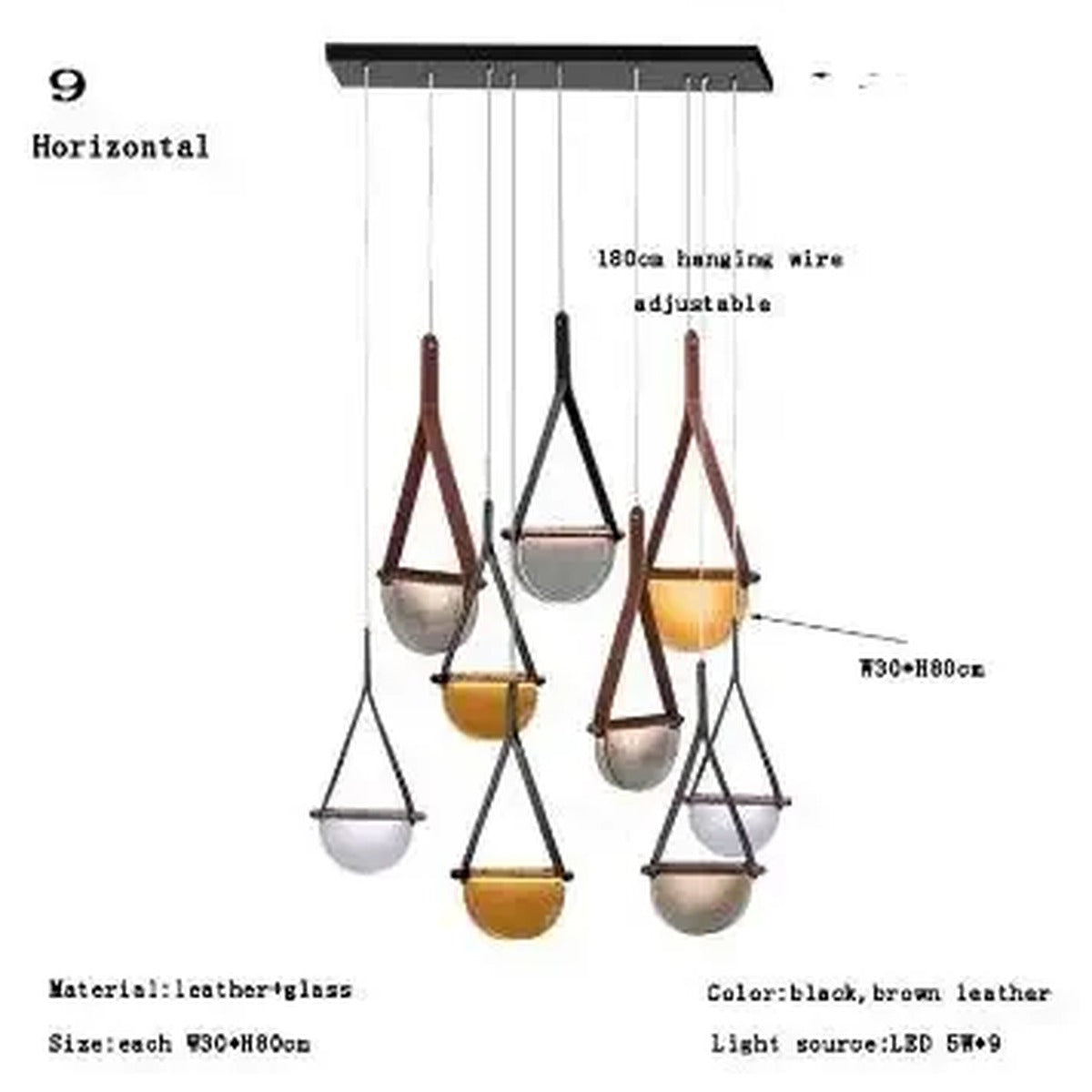 Leather Strap Handblown Glass Bowl Pendant Light – Stilren – Product Detail 19