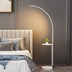Arclume Arc Floor Lamp — White, bedroom lifestyle