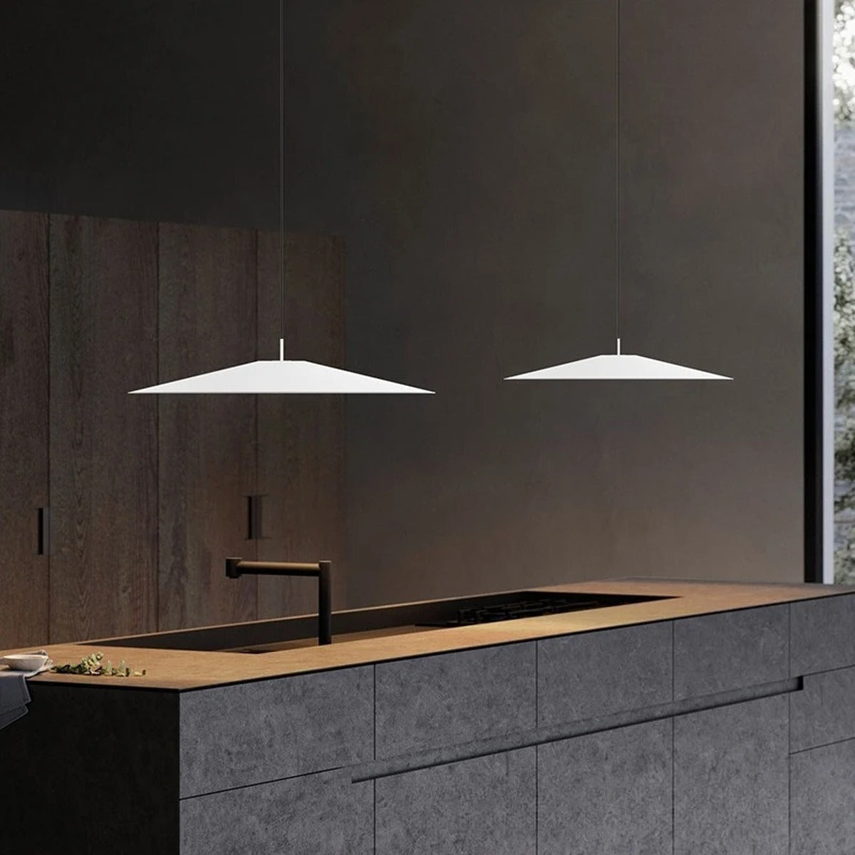 Ultra-Thin Triangle Flat Pendant Light – Bevon – Lifestyle View 2