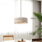 Natural Travertine Disc Pendant Light – Iaeston – Lifestyle View 4