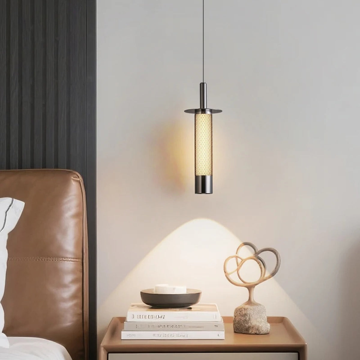 Mesh Cylinder Pendant Light – Byndor – Hero Shot