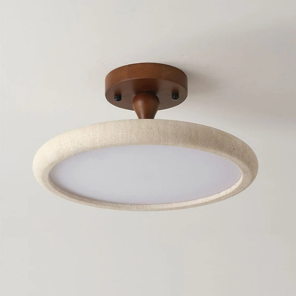 Stone & Walnut Flush Ceiling Light – Terrox – Product Detail 6