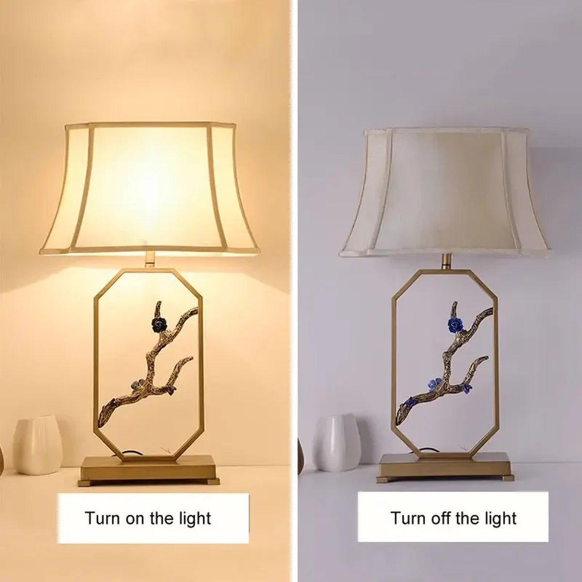 Chinoiserie Floral Branch Frame Table Lamp – Quilara – Product Detail 5