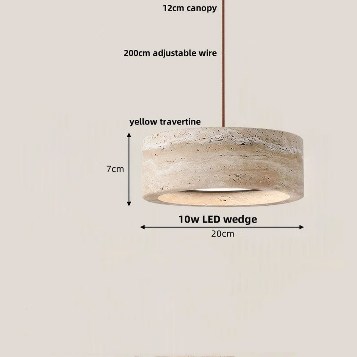 Natural Travertine Disc Pendant Light – Iaeston – Hero Shot