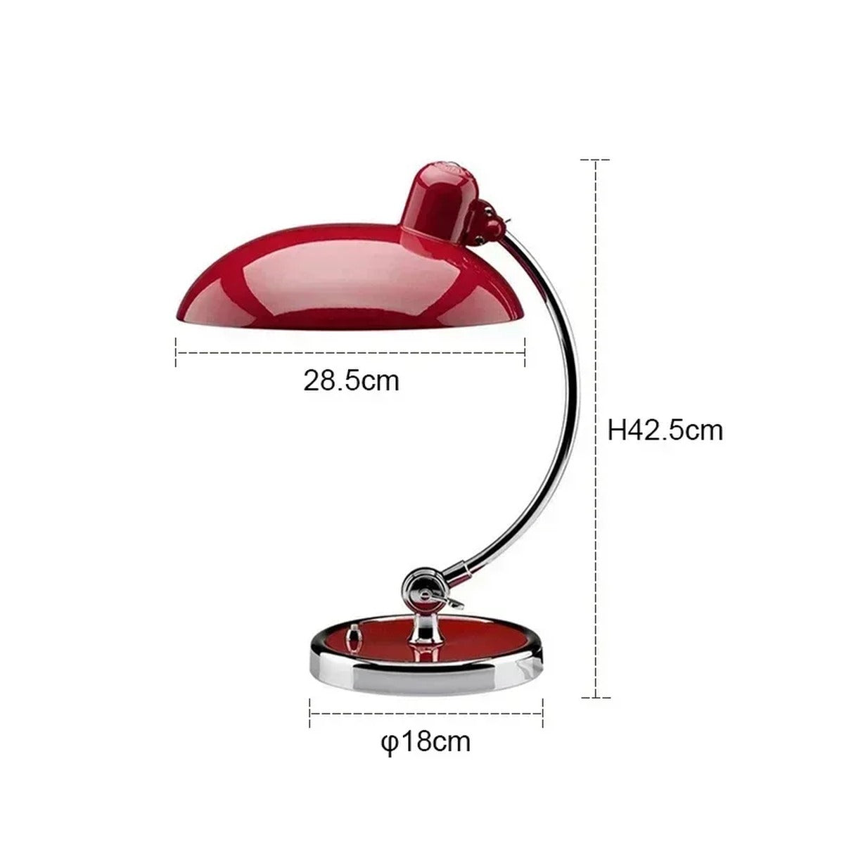 Bauhaus Desk Lamp Torvaith — Red finish, dimensions