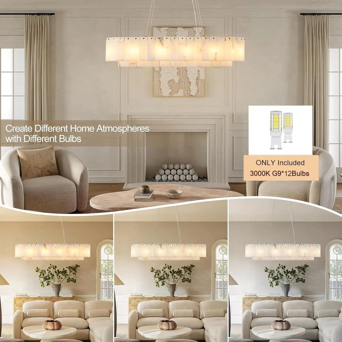Hand-Cut Marble Panel Brass Ring Chandelier – Vestrax