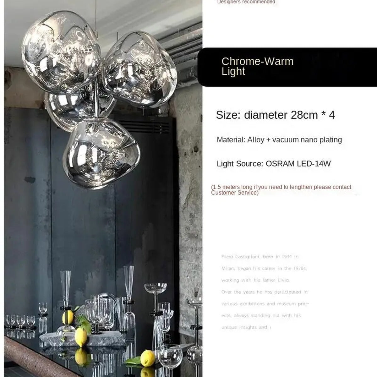 Mirror-Finish Melt Cluster Chandelier Convera – Silver Finish