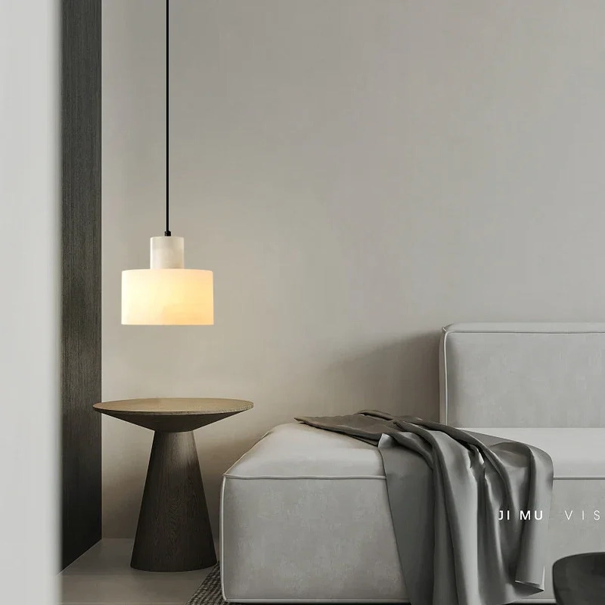 Alabaster Cylinder Pendant Light – Eolithis – Lifestyle View 4