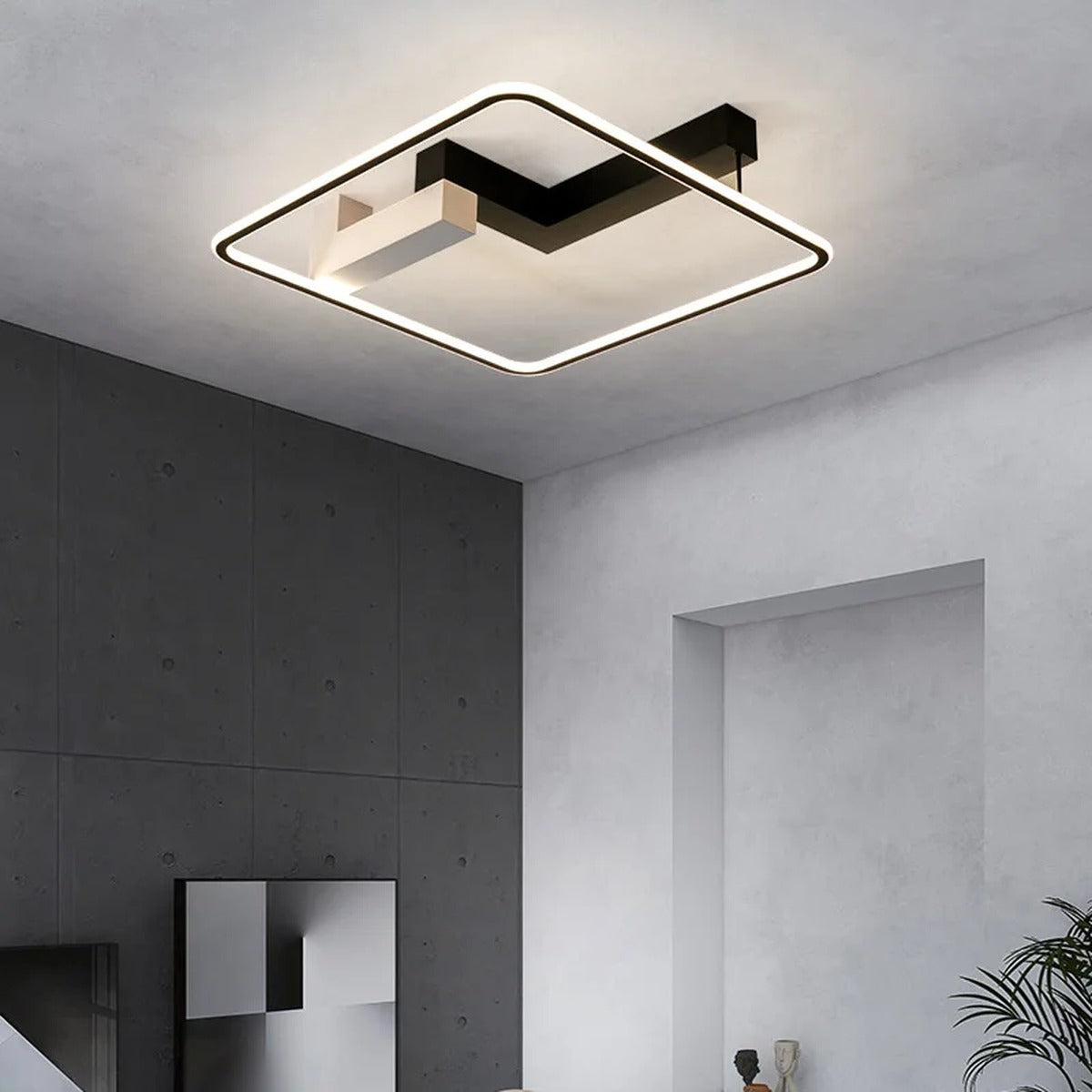 Geometric LED Halo Flush Ceiling Light – Axiomar – Lifestyle View 2