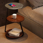 Tiered Wood & Iron Side Table Lamp Lingerith – Bedside Detail