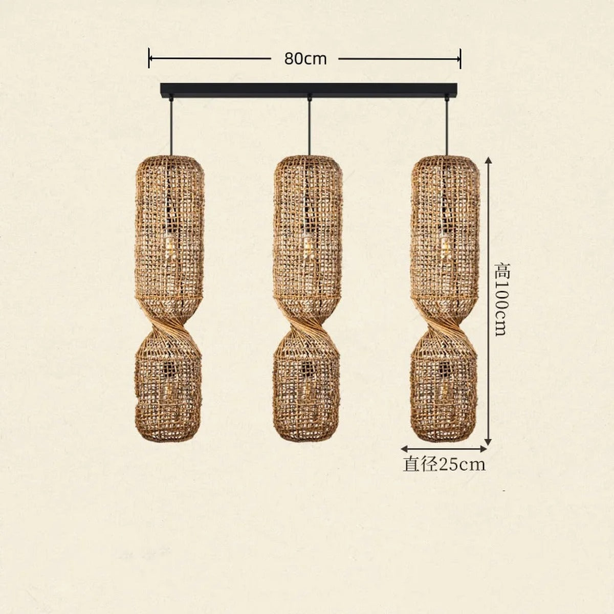 Chandelier Helion — Long 3 heads H 100cm