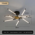 Solendra Black 10 Heads dimension diagram, 80cm diameter