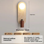 Travertine Wall Sconce Medivorn – Oval D10cm, Walnut