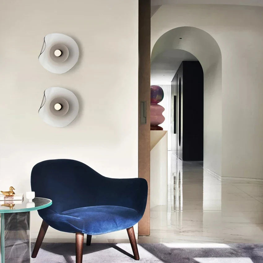 Organic Glass Wall Sconce Borlo – Smoky Grey Lifestyle Entryway Pair
