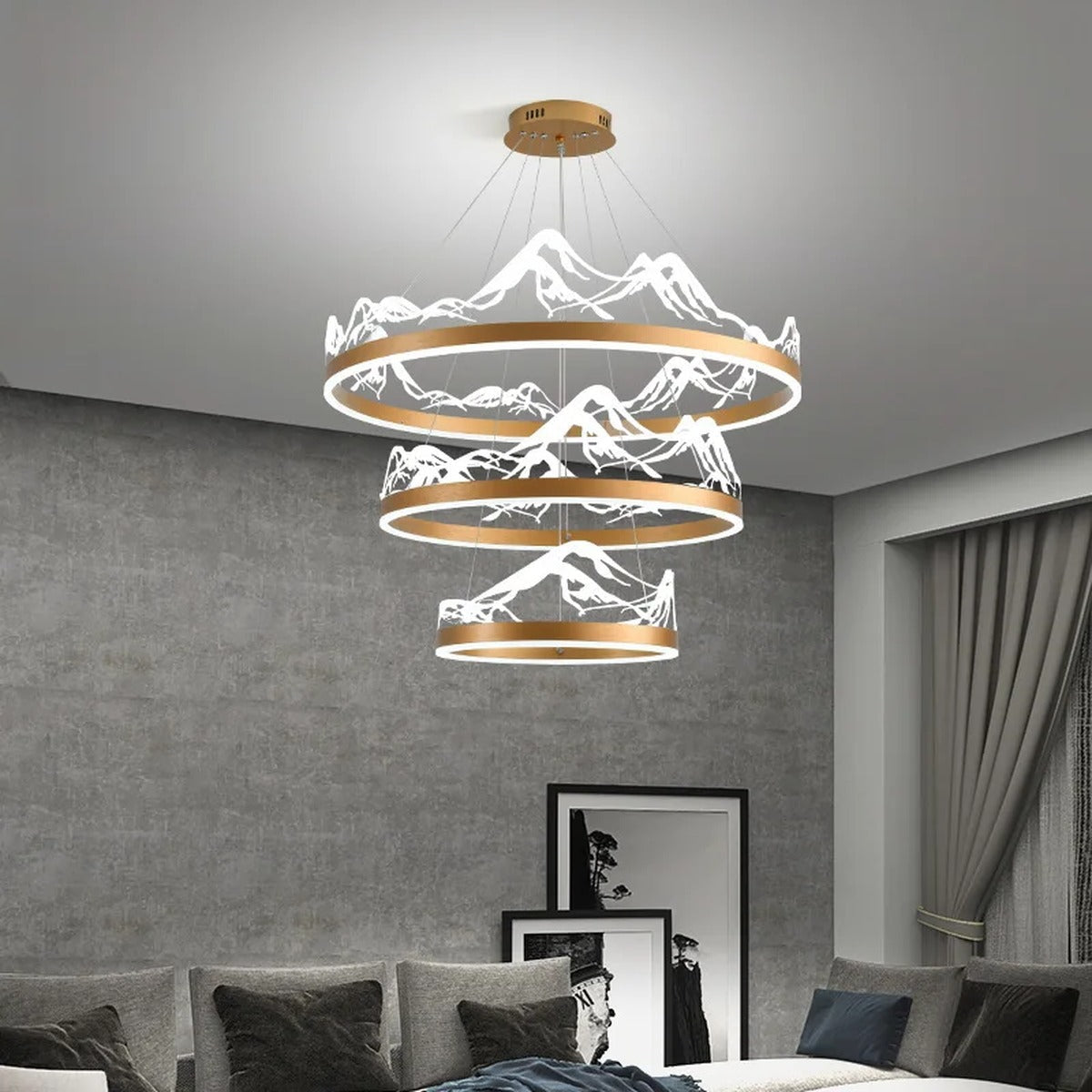 Kaldreth ring chandelier — short vs long suspension wire comparison