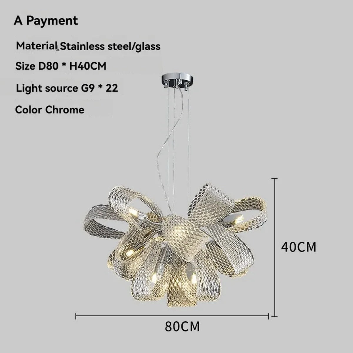 Chrome Mesh Ribbon Chandelier – Floramont – Product Detail 10