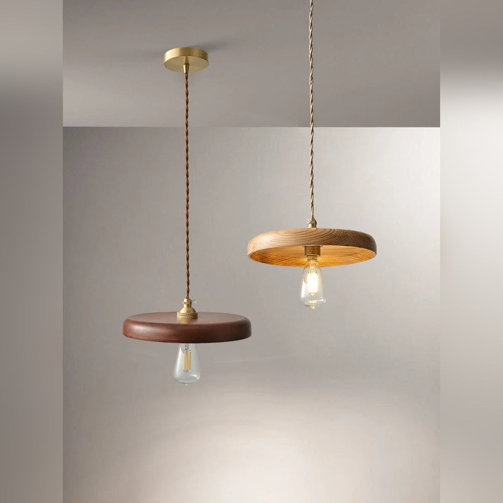 Walnut Disc Pendant Light – Woluxen – Walnut and Natural Wood Comparison