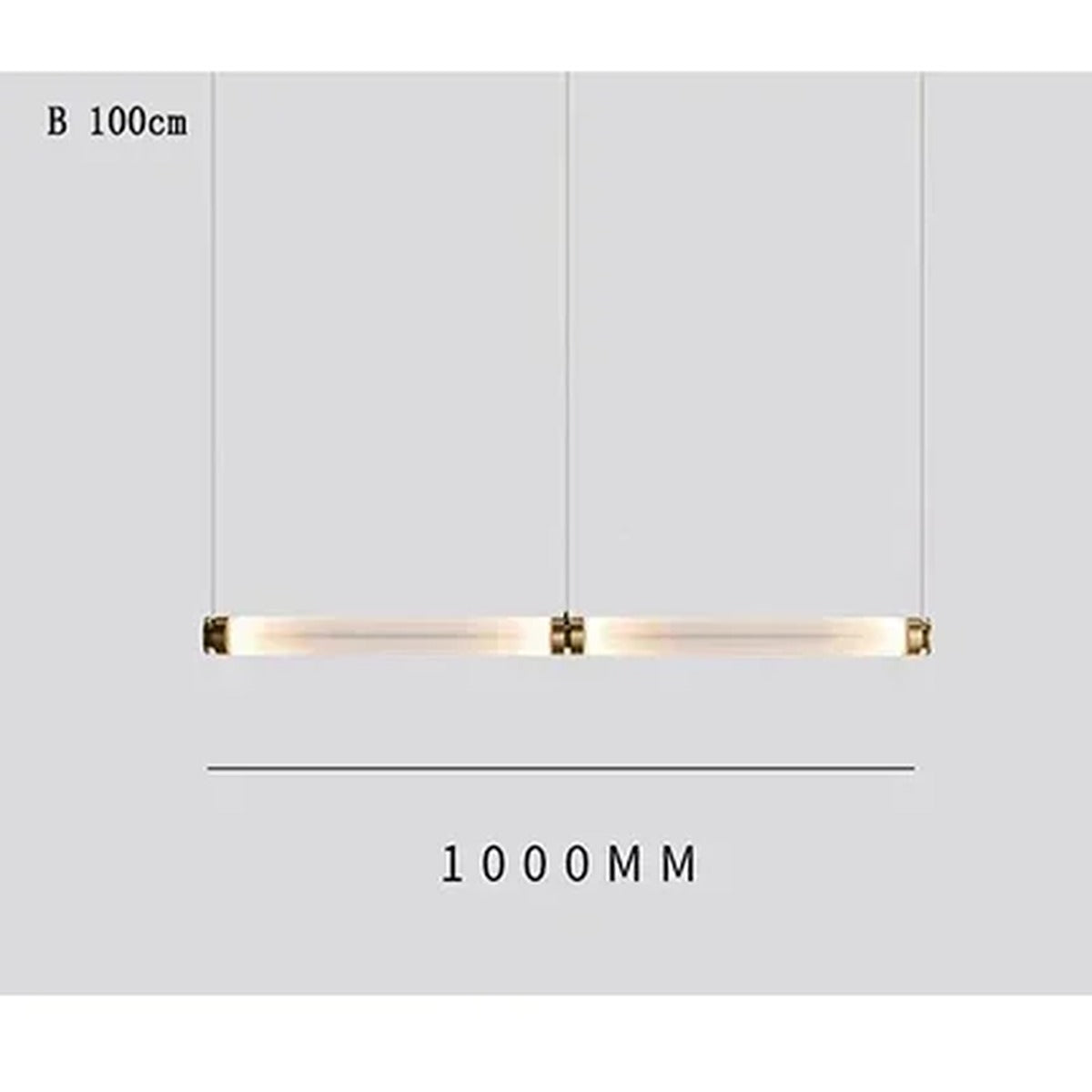 Glass Orb Linear Pendant Light Prismova — Style B — Gold, 100cm