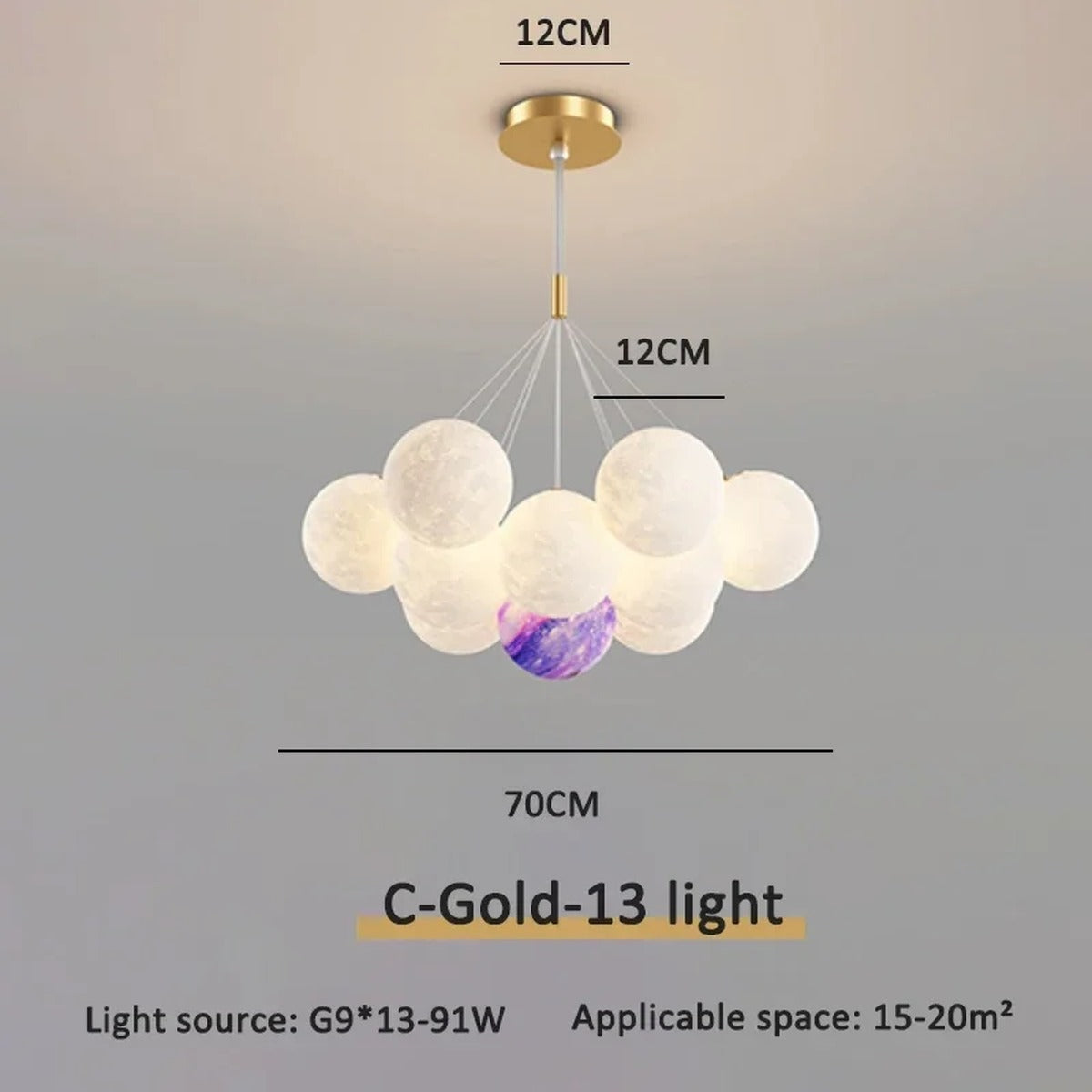 Modern Chandelier Praiva — C Gold 13 Heads 12cm