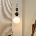 Beaded Chain Glass Globe Pendant Centralis — milk white lifestyle