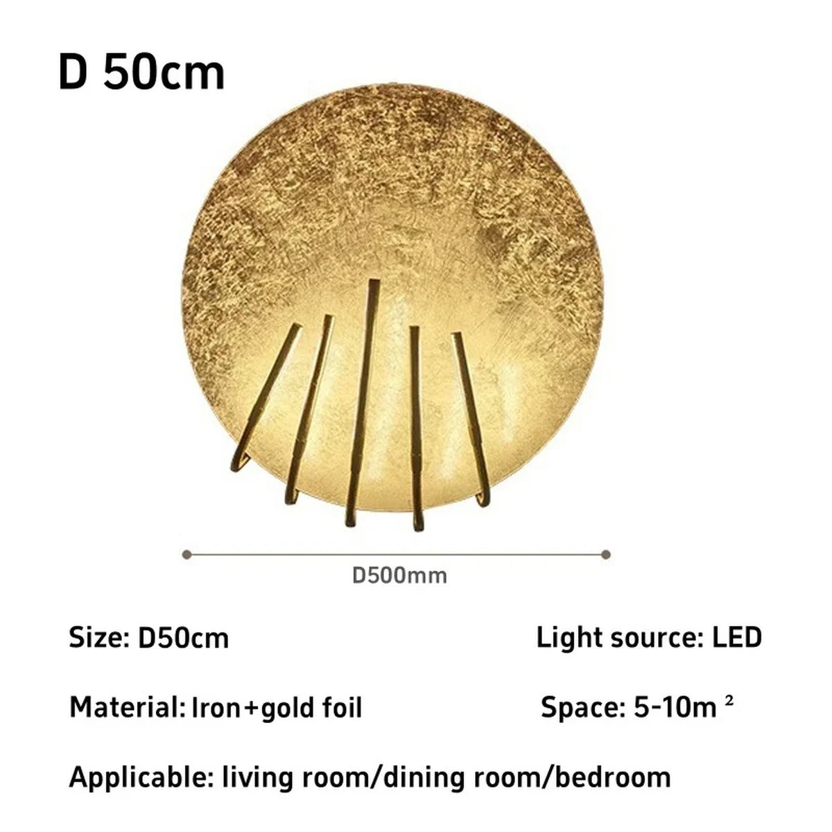 Gold Foil Disc Ambient Wall Sconce – Yarlion – Product Detail 12