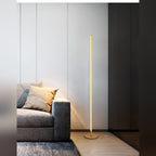 Nordvex minimalist linear LED floor lamp in Gold finish, living room styling