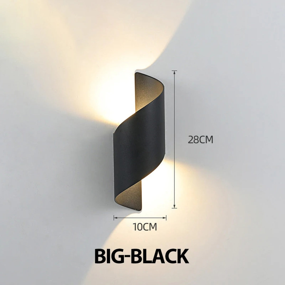 Cendrix spiral wall light — Black, Large, 28cm