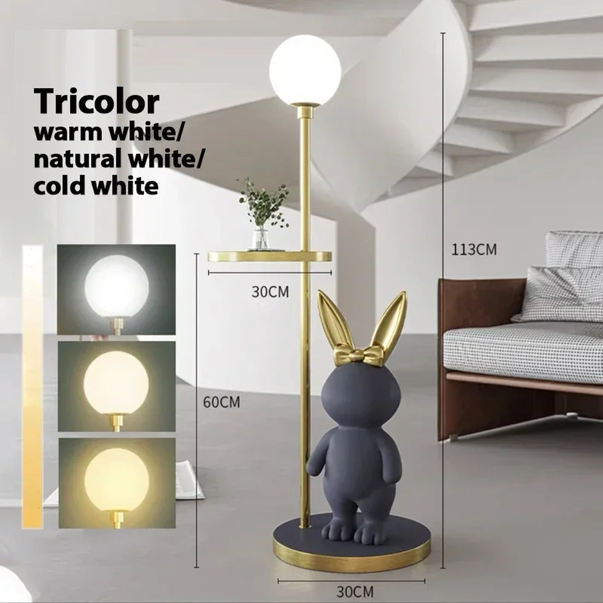 Modern Table Lamp Velvix — Gray With Table