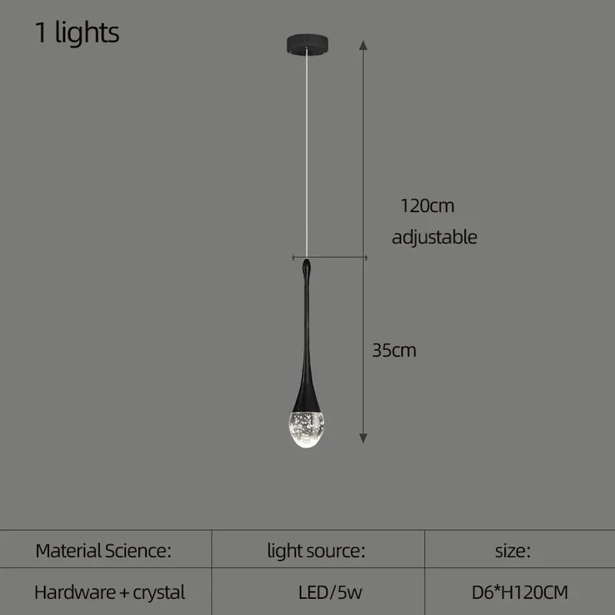 Crystal Raindrop Spiral Chandelier – Lumenvault – Size Chart, 1 Light