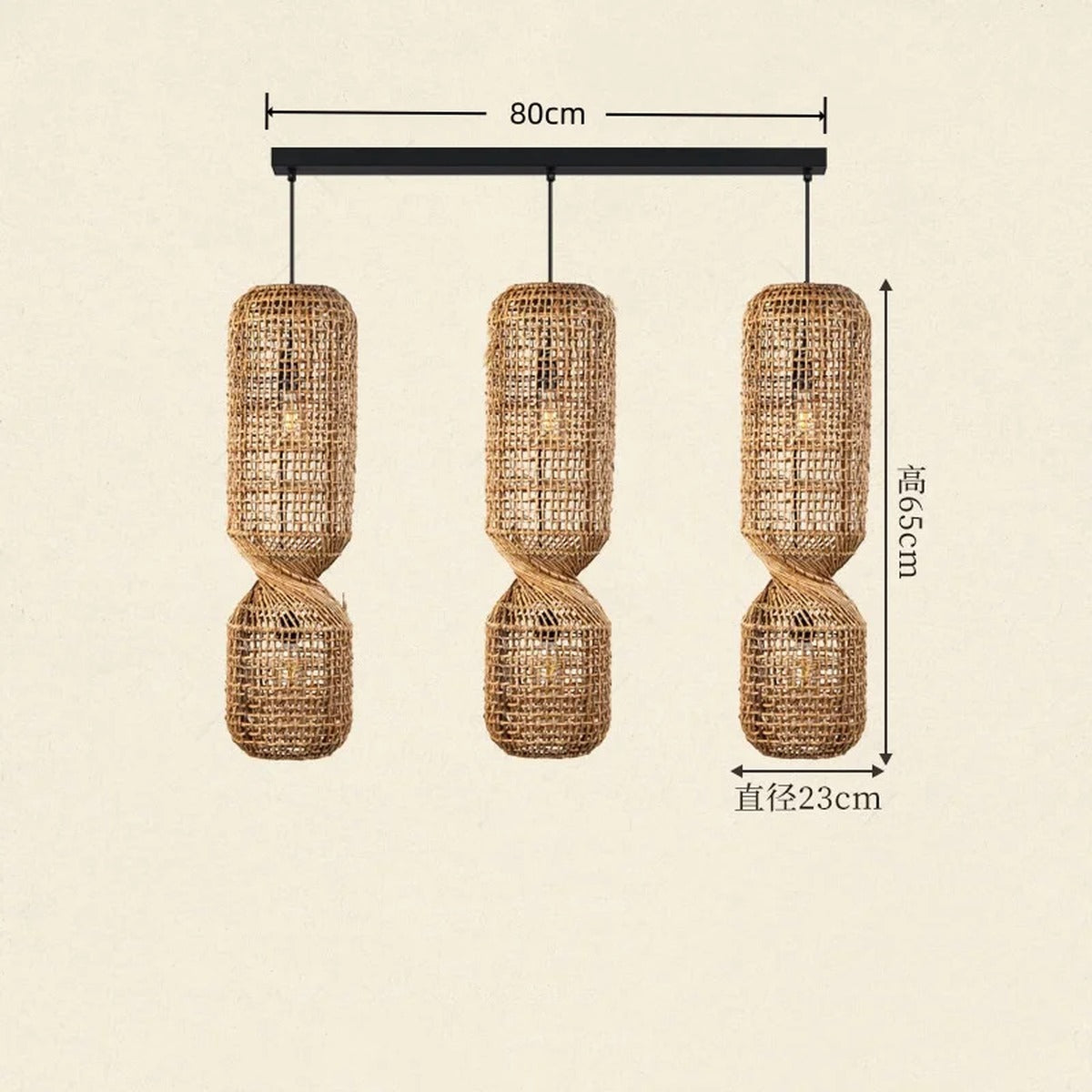 Chandelier Helion — Long 3 heads H 65cm