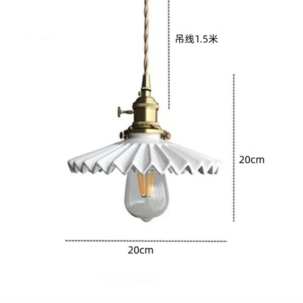 Cuprano fluted ceramic pendant light — Style Fluted Fan, Ø20 x H20cm