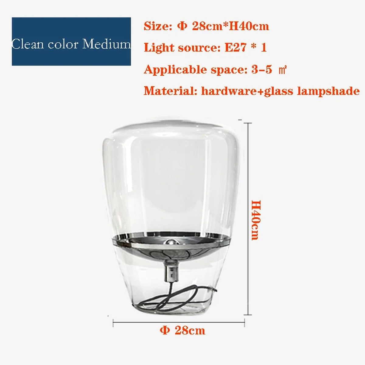 Smoked Glass Tapered Table Lamp Orvelux – Product Detail 12