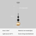 Beaded Chain Glass Globe Pendant Centralis — Amber
