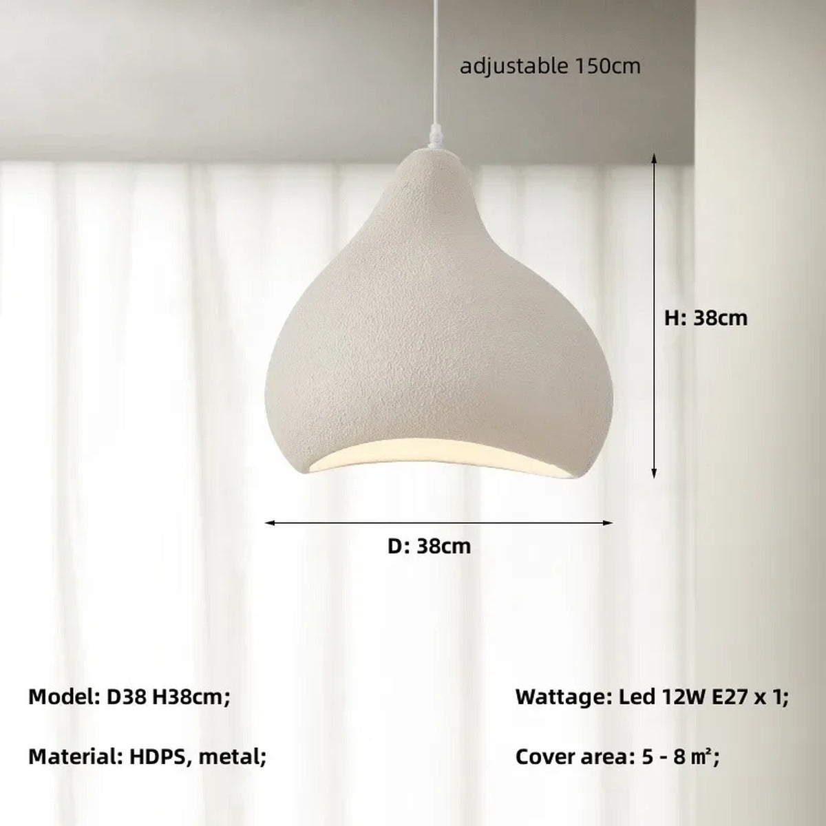 Organic Teardrop Plaster Pendant Light – Zarlix – Product Detail 5