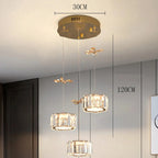 Spiral Crystal Cascade Staircase Chandelier Xelvara – 3 Heads Round