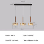 Modern Cognac Glass Three-Head Pendant Light – Fennlyra — view 7