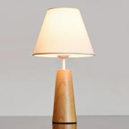 Solid Wood Cone Base Linen Shade Table Lamp – Darlivo – Hero Shot
