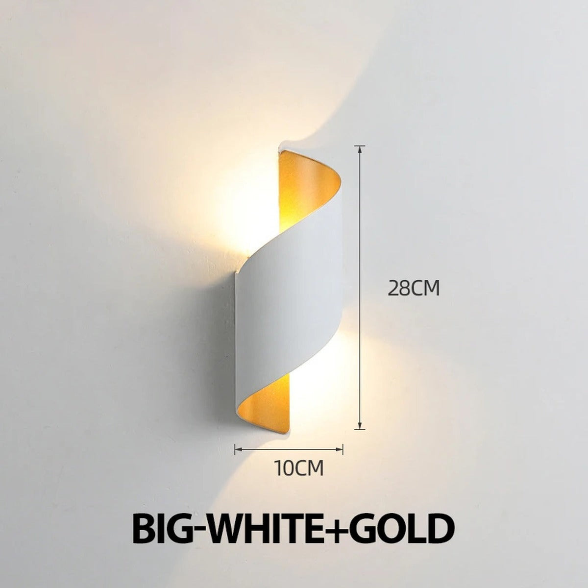 Cendrix spiral wall light — White + Gold, Large, 28cm