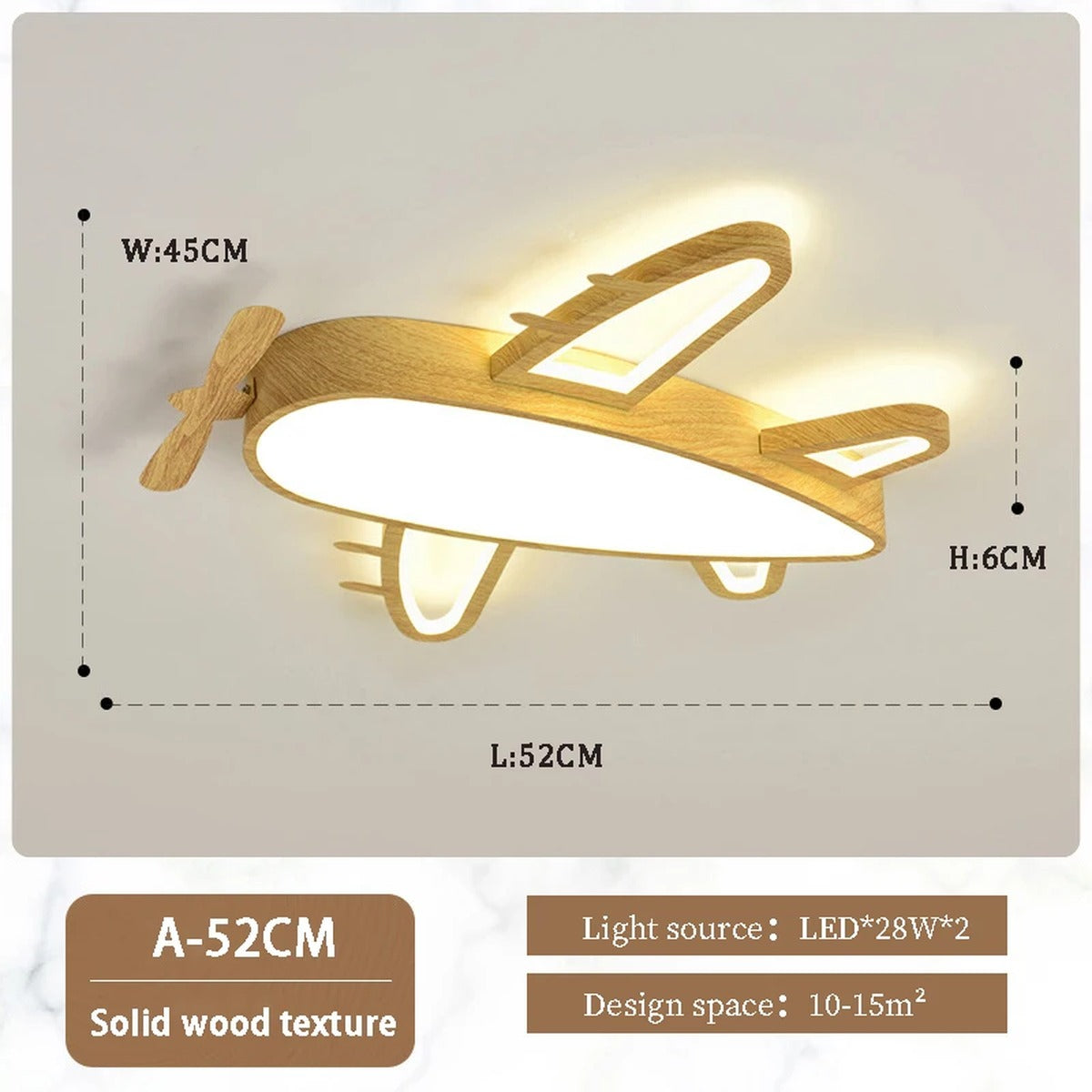 Wooden Aeroplane LED Flush Ceiling Light – Pluvion – Product Detail 7