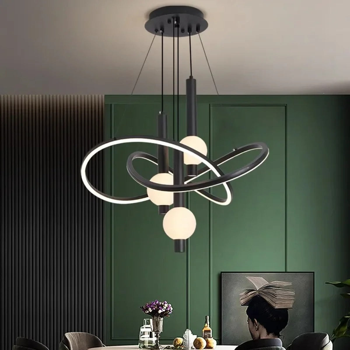 Modern Gold Ring Chandelier Lumathon – Lifestyle View 3
