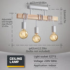 Wood Beam Bare Bulb Multi-Pendant Ceiling Light – Silvano – Product Detail 5