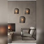 Kirinara Woven Bell Pendant Light — Black, lifestyle cluster