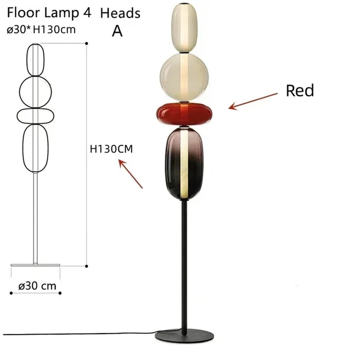 Stacked Art Glass Pebble Table & Floor Lamp – Darvorn – Product Detail 10