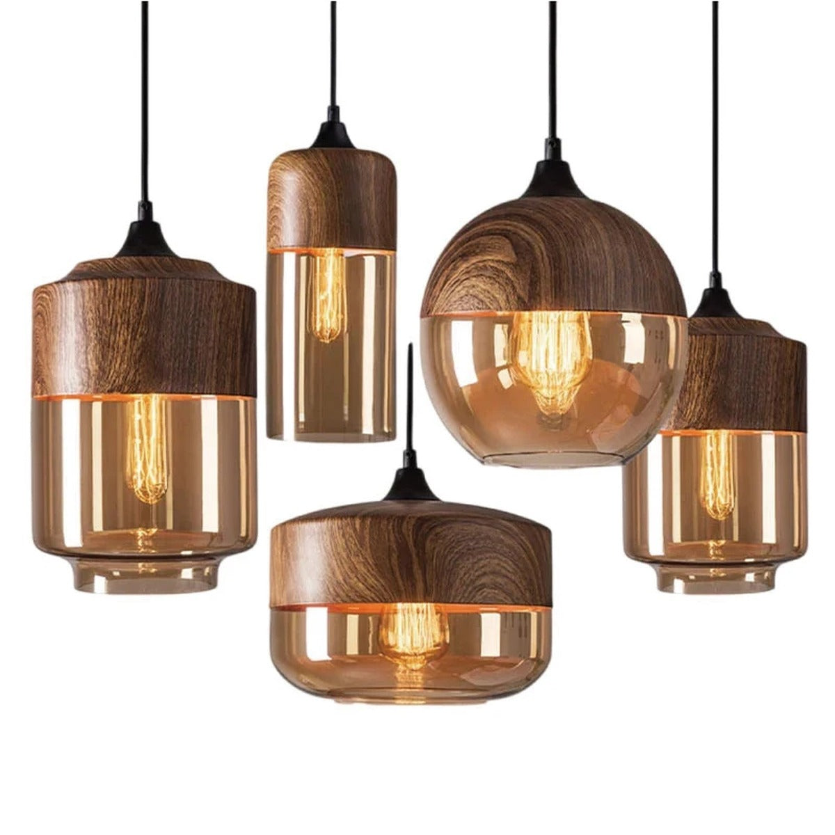 Nordic Wood & Glass Pendant Light – Qolux – Lifestyle View 3